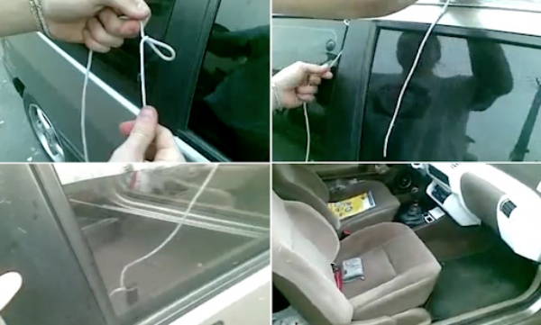 Cách mở cửa ôtô khi quên chìa khóa với dây nhựa mỏng